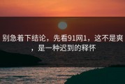 别急着下结论，先看91网1，这不是爽，是一种迟到的释怀