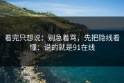 看完只想说：别急着骂，先把隐线看懂：说的就是91在线