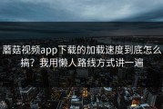 蘑菇视频app下载的加载速度到底怎么搞？我用懒人路线方式讲一遍