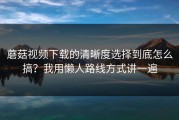蘑菇视频下载的清晰度选择到底怎么搞？我用懒人路线方式讲一遍