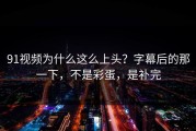 91视频为什么这么上头？字幕后的那一下，不是彩蛋，是补完
