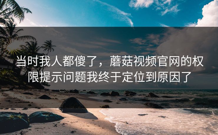当时我人都傻了，蘑菇视频官网的权限提示问题我终于定位到原因了
