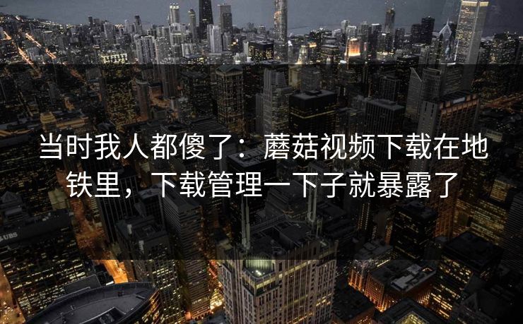 当时我人都傻了：蘑菇视频下载在地铁里，下载管理一下子就暴露了