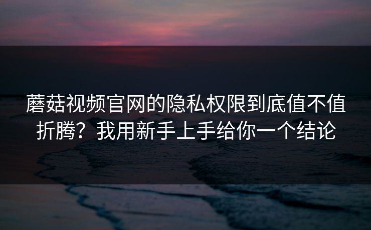 蘑菇视频官网的隐私权限到底值不值折腾？我用新手上手给你一个结论
