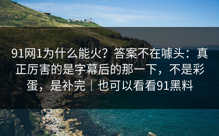 91网1为什么能火？答案不在噱头：真正厉害的是字幕后的那一下，不是彩蛋，是补完｜也可以看看91黑料