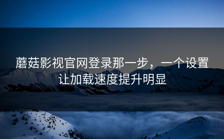 蘑菇影视官网登录那一步，一个设置让加载速度提升明显