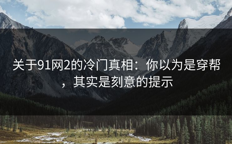 关于91网2的冷门真相：你以为是穿帮，其实是刻意的提示
