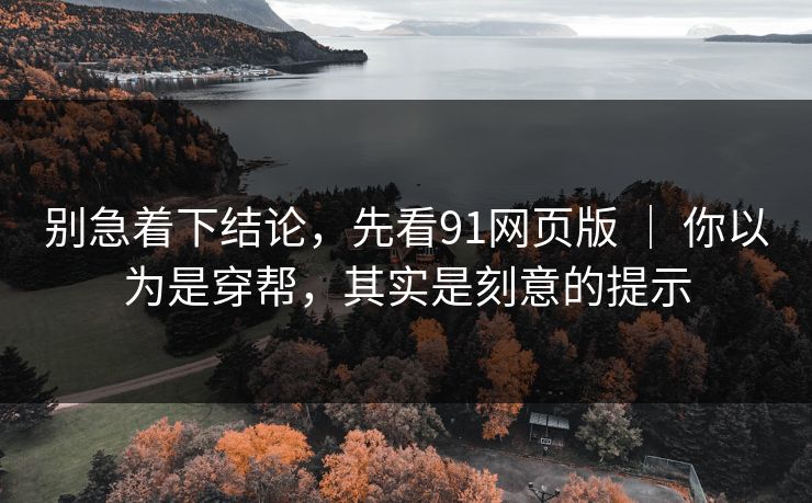 别急着下结论，先看91网页版 ｜ 你以为是穿帮，其实是刻意的提示