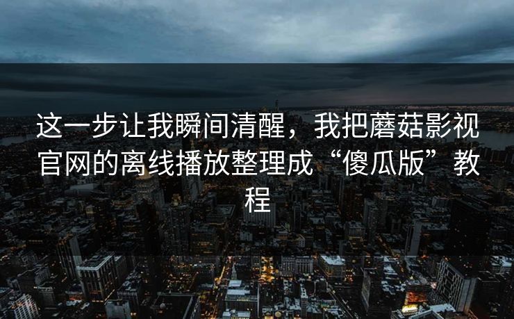这一步让我瞬间清醒，我把蘑菇影视官网的离线播放整理成“傻瓜版”教程