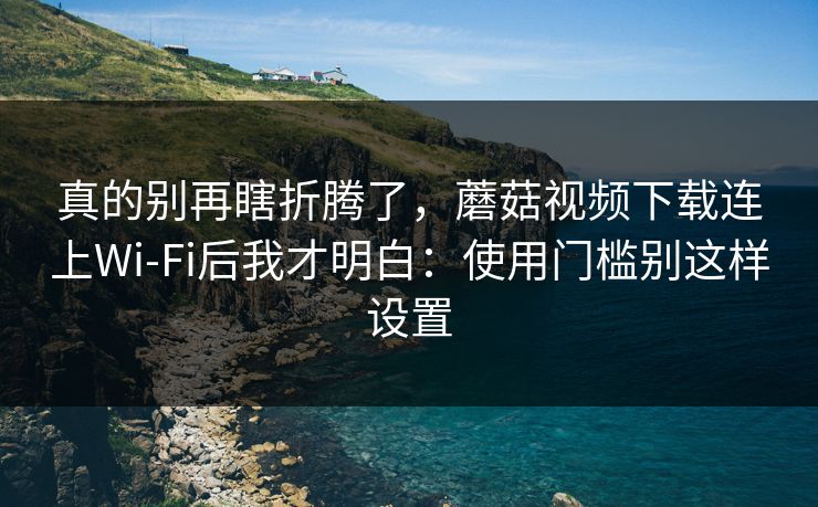 真的别再瞎折腾了，蘑菇视频下载连上Wi‑Fi后我才明白：使用门槛别这样设置