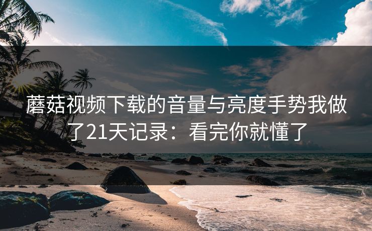 蘑菇视频下载的音量与亮度手势我做了21天记录：看完你就懂了