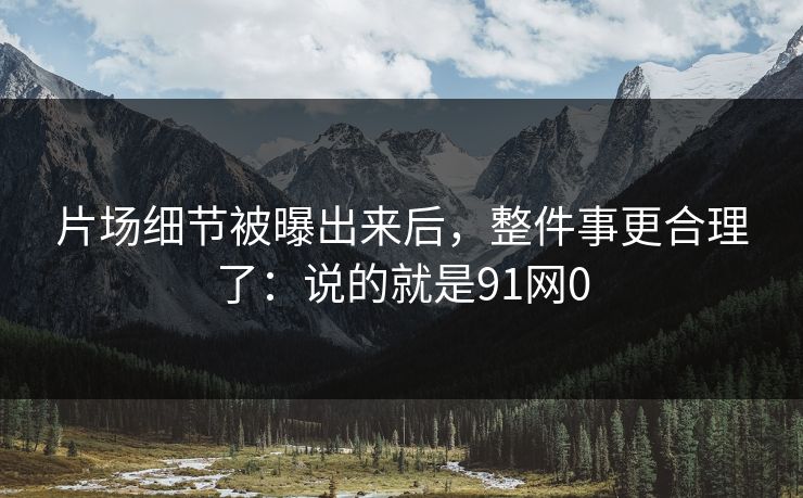 片场细节被曝出来后，整件事更合理了：说的就是91网0