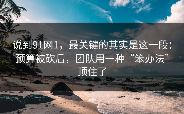 说到91网1,最关键的其实是这一段:预算被砍后,团队用一种“笨办法”顶住了 说到91网1,最关键的其实是这一段:预算被砍后,团队用一种“笨办法”顶住了