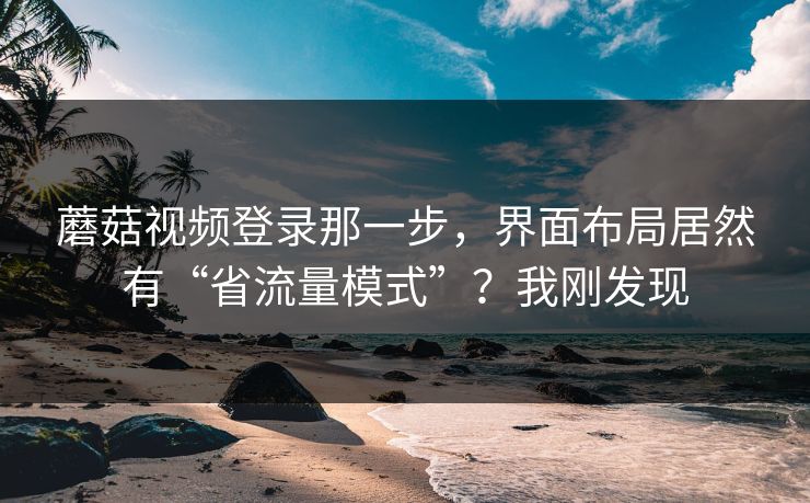 蘑菇视频登录那一步，界面布局居然有“省流量模式”？我刚发现