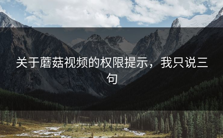 关于蘑菇视频的权限提示，我只说三句